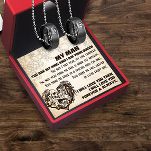 Couple Pendant Necklaces - Skull & Tattoo - To My Man - Deeper In Love Every Day - Ukgnw26017