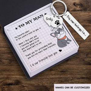 Personalised Paw Prints Keychain - French Bulldog - To My Man - I & Our Frenchie Love You - Ukgkc26005