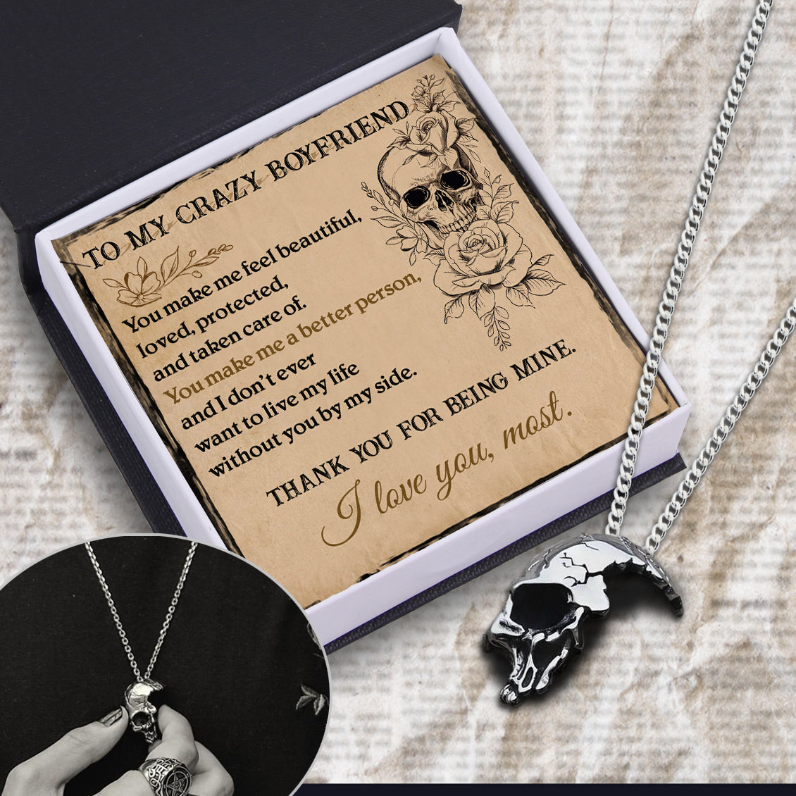 Skull Necklace - Skull - To My Boyfriend - I Love You, Most - Ukgnag12002