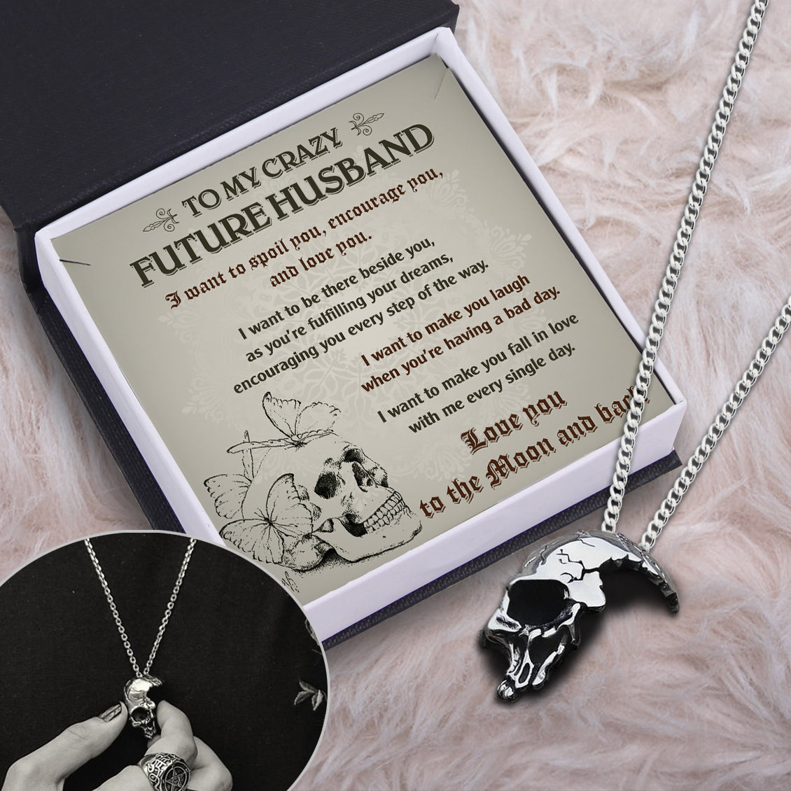 Skull Necklace - Skull - To My Future Husband - I Love You To The Moon & Back - Ukgnag24001