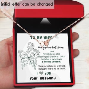 Personalized Butterfly Necklace - Butterfly - To My Wife - Thank You For Being My Best Friend, My Naughty Lover & My Life Partner - Ukgncn15001