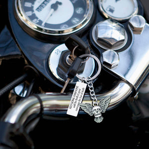 Fly Skull Keychain - Skull Biker - To My Man - Overcomes The Fear Of Death - Ukgkem26004