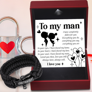Paracord Rope Bracelet - Family - To My Man - In Your Heart, I Have Found My Love - Ukgbxa26005