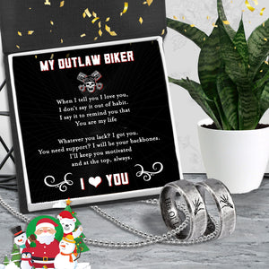 Couple Ring Necklaces - Skull & Biker - To My Outlaw Biker - I Love You - Ukgndx26010