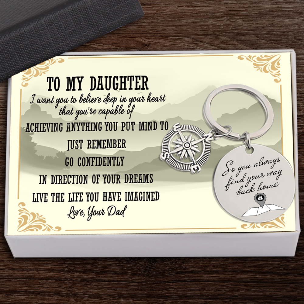 Compass Keychain - Family - To My Daughter - Go Confidently In Direction Of Your Dreams - Ukgkw17001