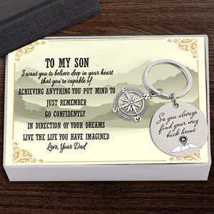 Compass Keychain - Family - To My Son - Go Confidently In Direction Of Your Dreams - Ukgkw16001