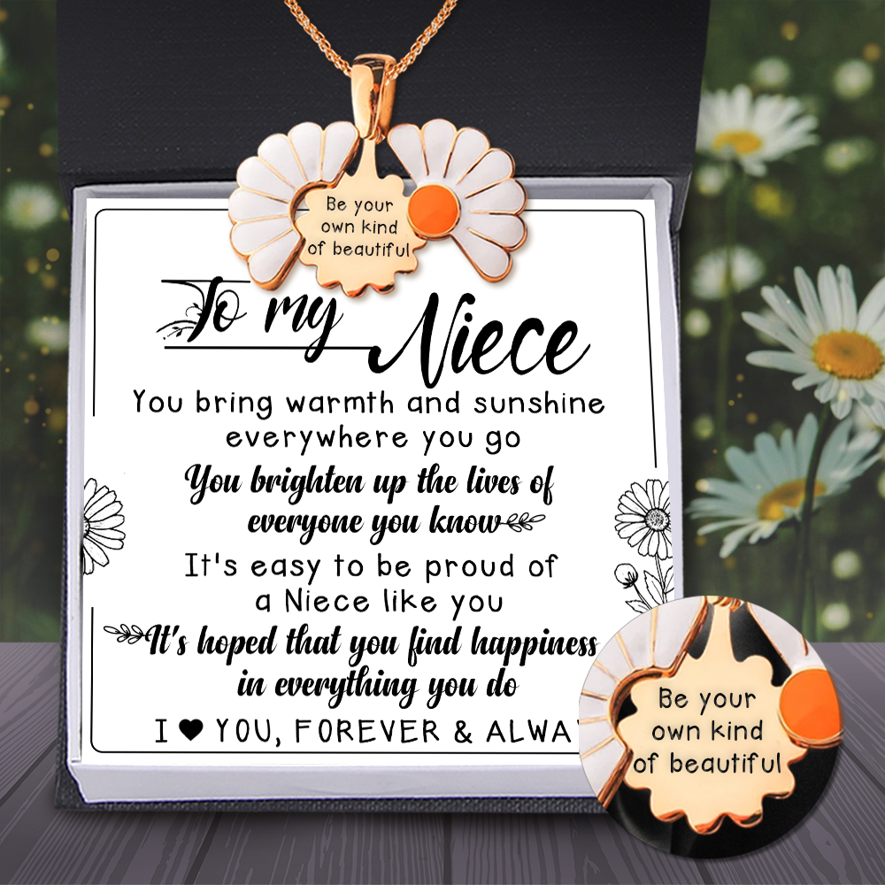 Hidden Message Daisy Necklace - Family - To My Niece - I Love You Forever & Always - Ukgngi28016