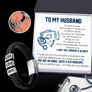 Leather Bracelet - Nurse - To My Husband - You Are An Angel With A Stethoscope - Ukgbzl14011