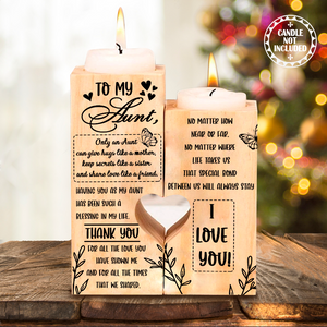 Wooden Heart Candle Holder - Family - To My Aunt - I Love You - Ukghb30002
