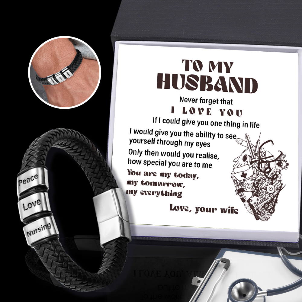 Leather Bracelet - Nurse - To My Husband - Never Forget That I Love You - Ukgbzl14015