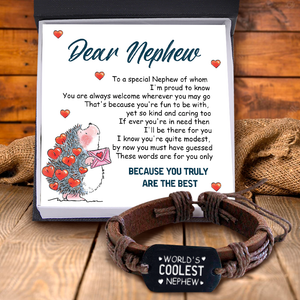 Leather Cord Bracelet - Family - To My Nephew - To A Special Nephew Of Whom I'm Proud To Know - Ukgbr27001
