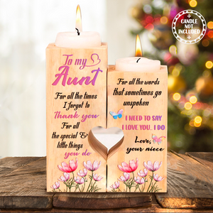 Wooden Heart Candle Holder - Family - To My Aunt - For All The Special & Little Things You Do - Ukghb30003