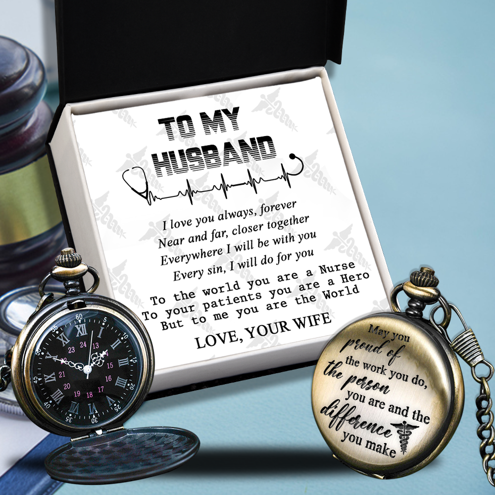 Engraved Pocket Watch - Nurse - To My Husband - You Are The World - Uk -  Love My Soulmate