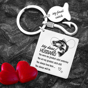 Fishing Hook Square Keychain - Fishing - To My Dear Husband - You Always Will Be - Ukgkeg14001