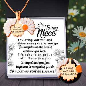 Hidden Message Daisy Necklace - Family - To My Niece - You Bring Warmth And Sunshine Everywhere You Go - Ukgngi28015