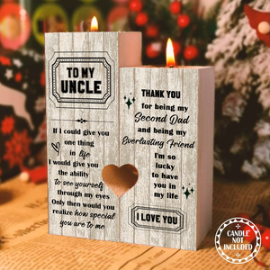 Wooden Heart Candle Holder - Family - To My Uncle - I'm So Lucky To Have You In My Life - Ukghb29002