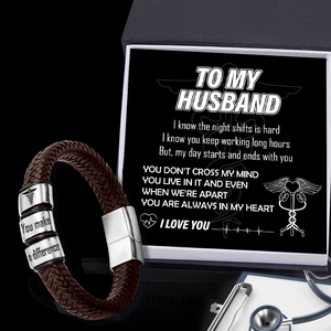 Leather Bracelet - Nurse - To My Husband - You Are Always In My Heart - Ukgbzl14014