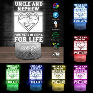 3D Led Light - Family - To My Nephew - Partners In Crime For Life - Ukglca27004