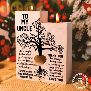 Wooden Heart Candle Holder - Family - To My Uncle - Never Forget How Much You Mean To Me - Ukghb29001