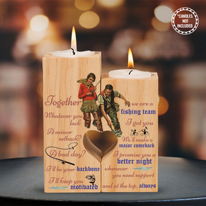 Wooden Heart Candle Holder - Fishing - To Loved One - I'll Keep You Motivated - Ukghb26003