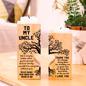 Wooden Heart Candle Holder - Family - To My Uncle - Never Forget How Much You Mean To Me - Ukghb29001