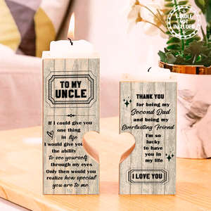 Wooden Heart Candle Holder - Family - To My Uncle - I'm So Lucky To Have You In My Life - Ukghb29002