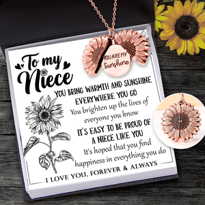 Sunflower Necklace - Family - To My Niece - I Love You, Forever & Always - Ukgns28002