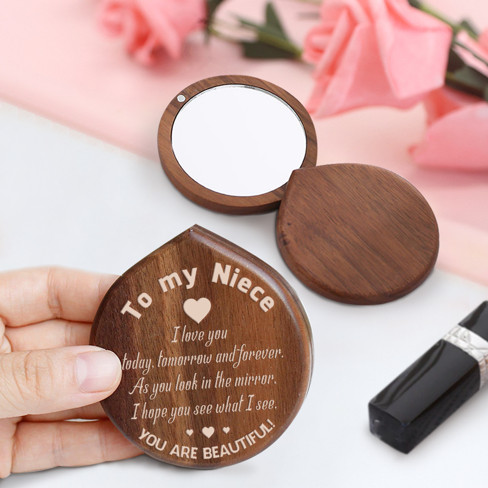 Wooden Compact Mirror - Family - To My Niece - I Love You Today, Tomorrow And Forever - Ukgeka28005