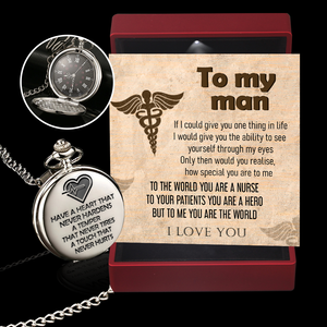 Engraved Pocket Watch - Nurse - To My Man - I Love You - Ukgwa26001