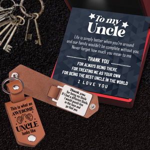 Message Leather Keychain - Family - To My Uncle - The Best Uncle In The World - Ukgkeq29007