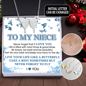 Personalized Butterfly Necklace - Family - To My Niece - Never Forget That I Love You - Ukgncn28002