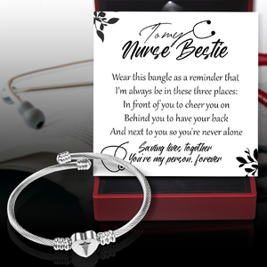 Heart Charm Bangle - Nurse - To My Bestie - Next To You So You're Never Alone - Ukgbbe33001