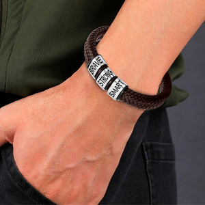 Leather Bracelet - Family - To My Nephew - Never Forget That You Are Braver Than You Believe - Ukgbzl27005