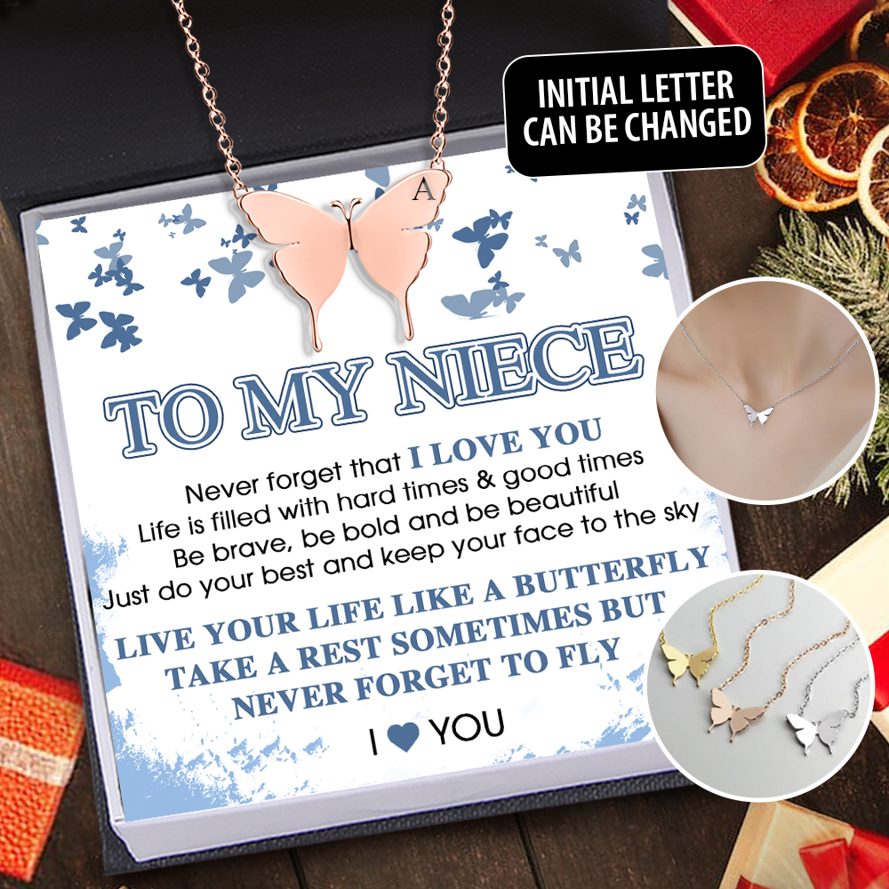 Personalized Butterfly Necklace - Family - To My Niece - Never Forget That I Love You - Ukgncn28002