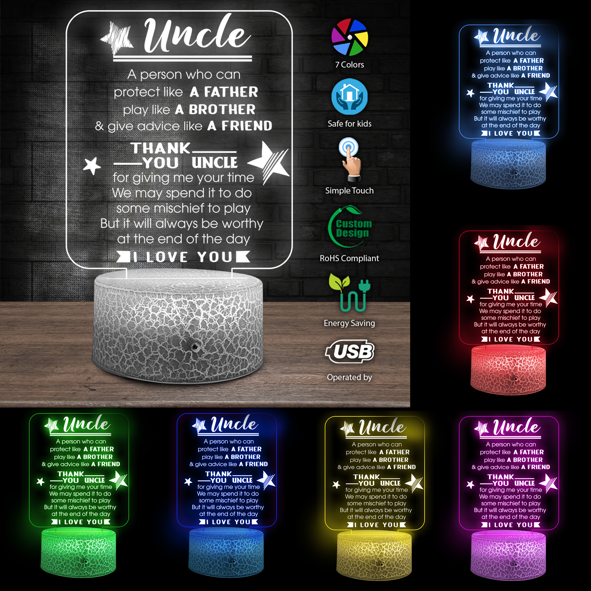 3D Led Light - Family - To My Uncle - I Love You - Ukglca29002