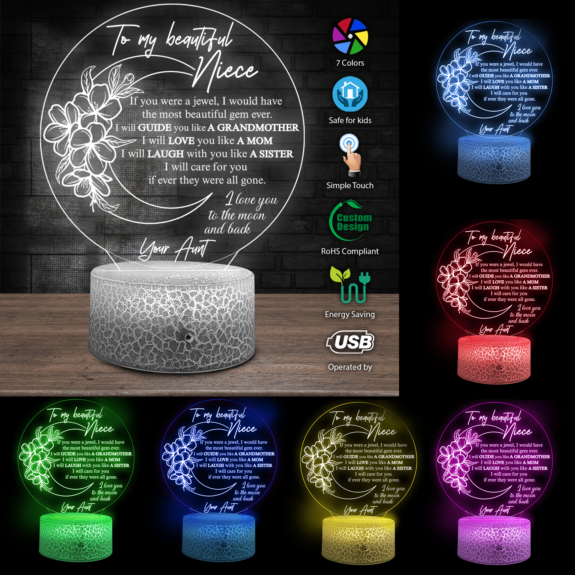 3D Led Light - Family - To My Niece - I Will Love You Like A Mom - Ukglca28002