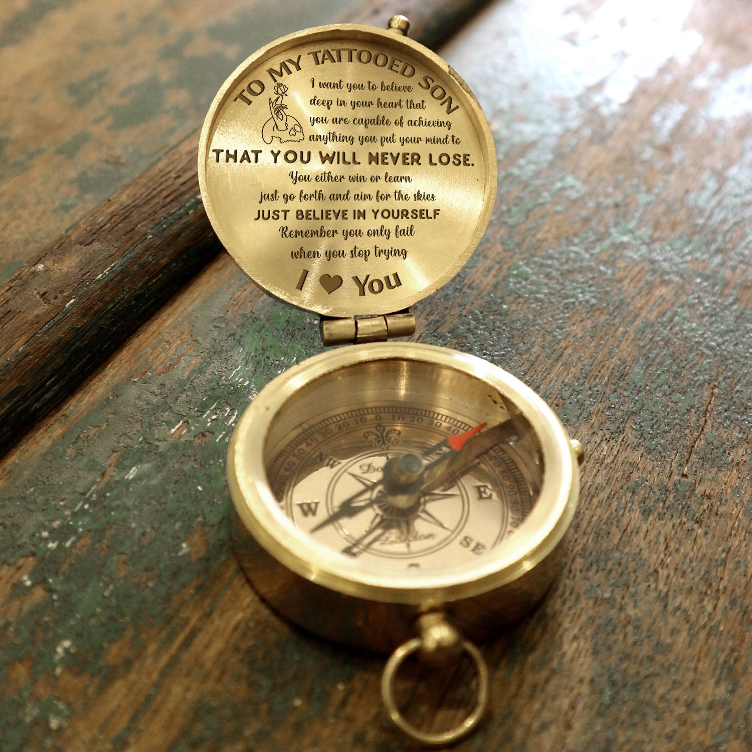 Engraved Compass - Skull - To My Tattooed Son - You Will Never Lose - Ukgpb16023