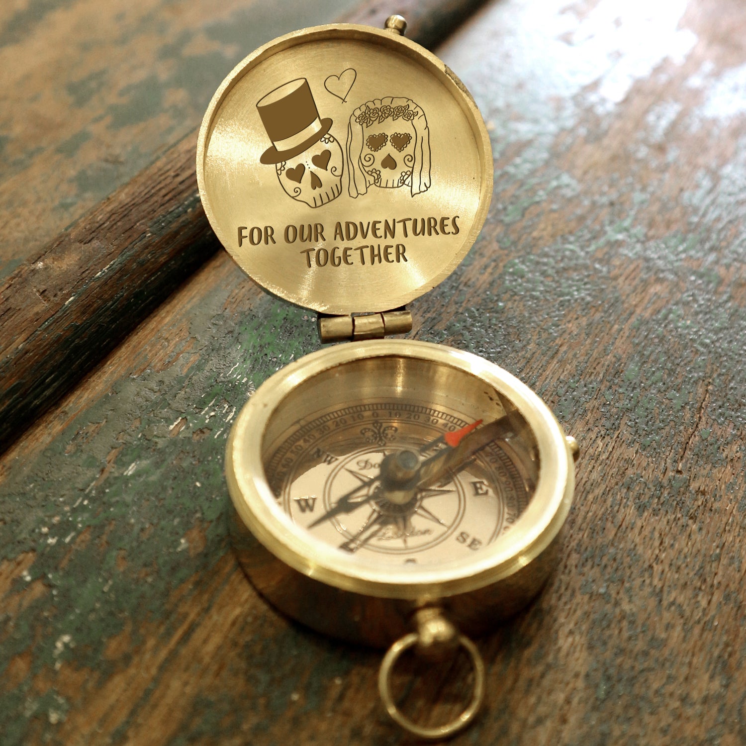 Engraved Compass - Skull & Tattoo - To My Man - For Our Adventures Together - Ukgpb26056