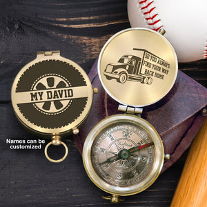 Personalised Engraved Compass - Trucking - To My Man - Way Back Home - Ukgpb26045