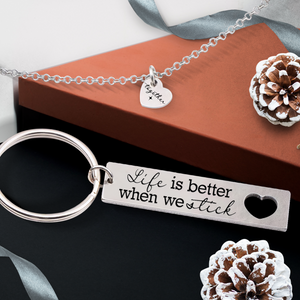 Heart Necklace & Keychain Gift Set - Family - To My Man - I Love You - Ukgnc26005