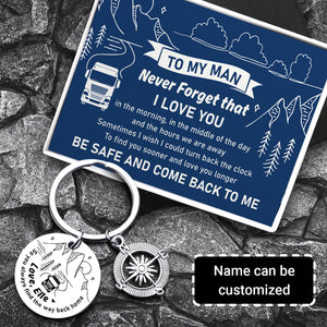 Personalised Compass Keychain - Trucking - To My Man - Love You Longer - Ukgkw26007