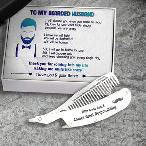 Folding Comb - Beard - To My Bearded Husband - Thank You For Coming Into My Life - Ukgec14004
