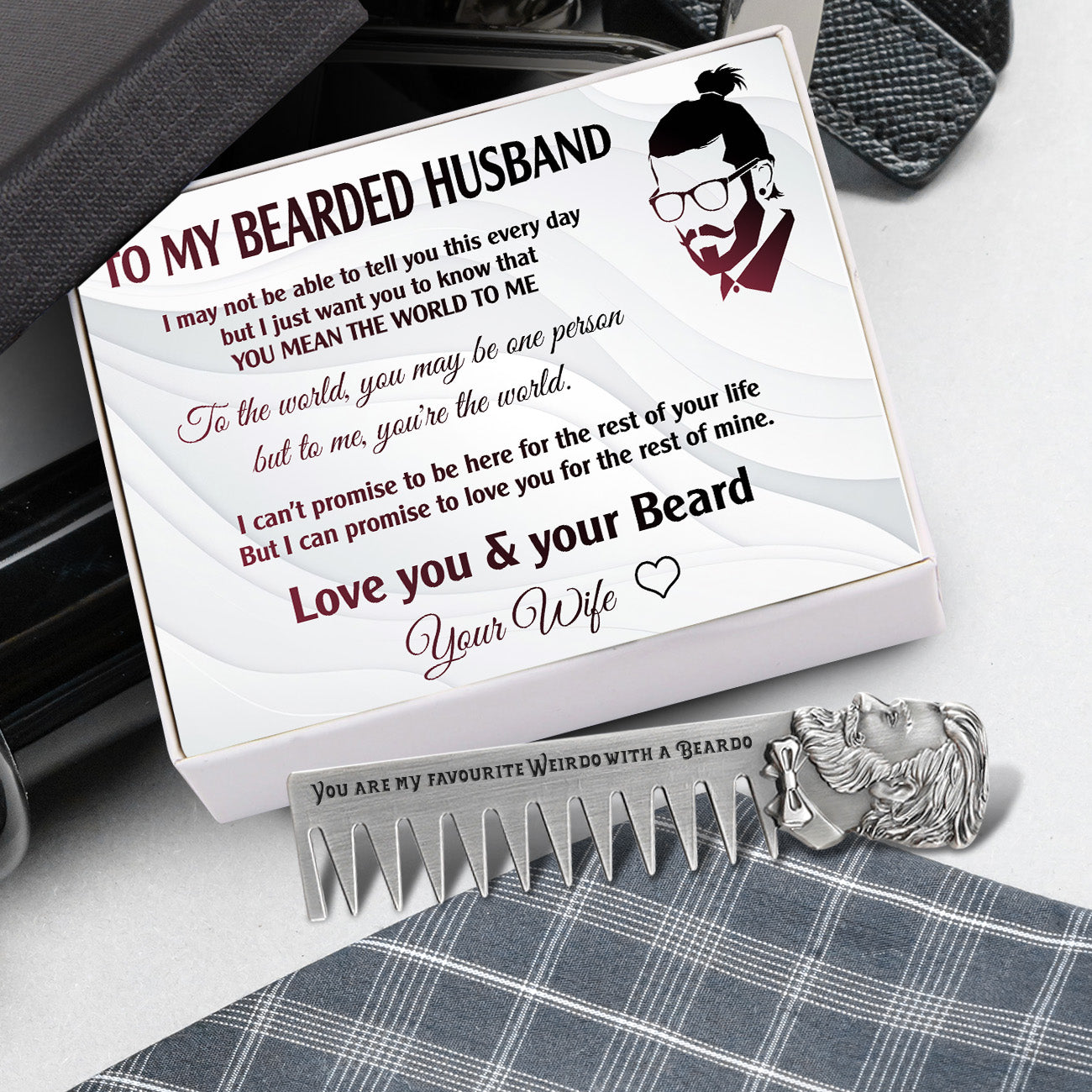 Beard Comb - Beard - To My Bearded Husband - You Mean The World To Me - Ukgeh14002