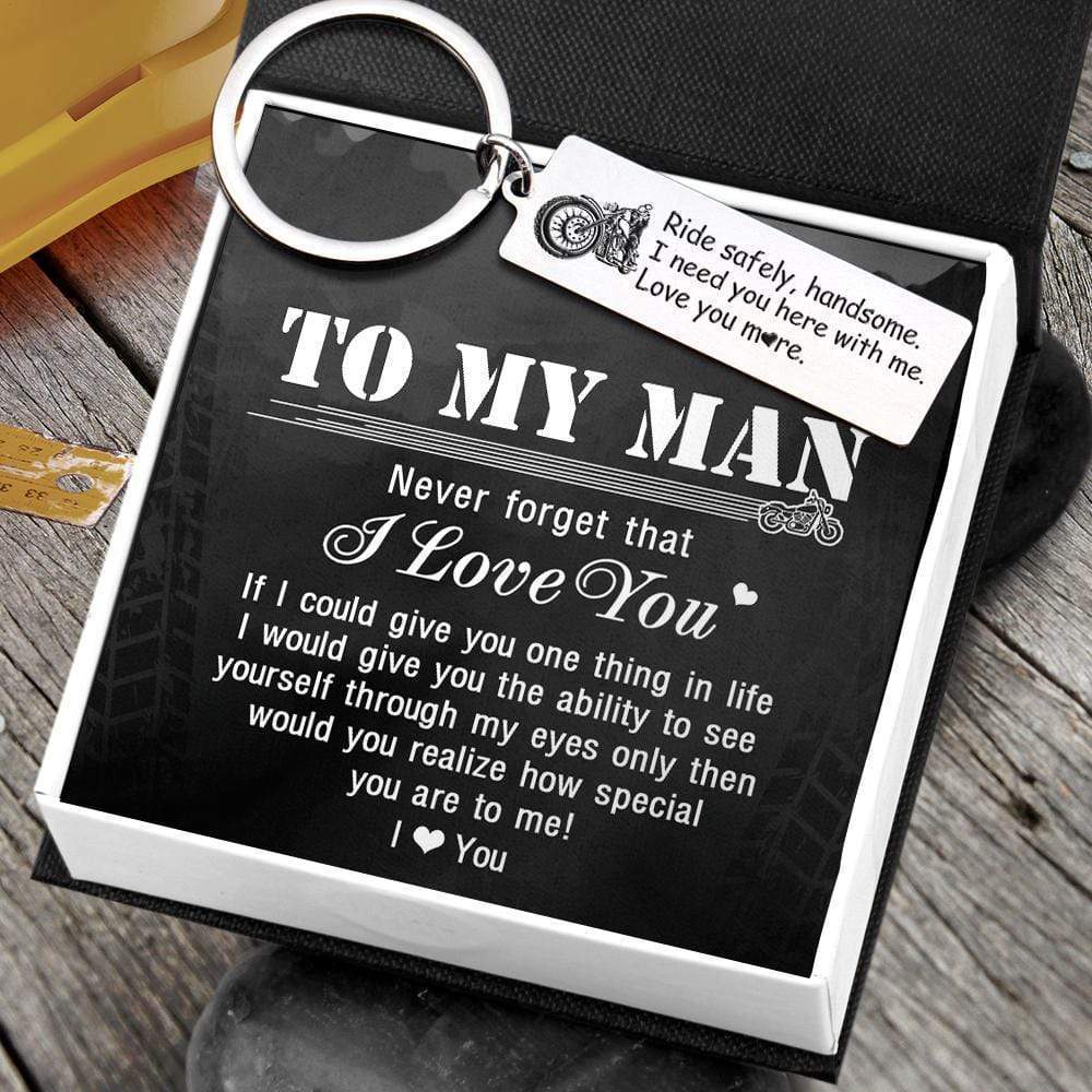 Gift Card And Box Of Engraved Keychain - Biker - I Need You Here With Me, Love You More - Ukgkc12002 - Love My Soulmate