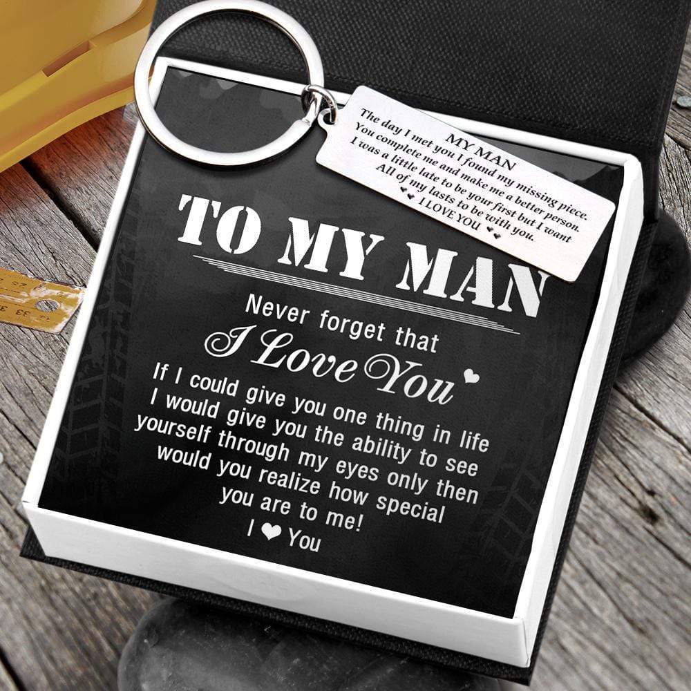 Gift Card And Box Of Engraved Keychain - My Man I Want All Of My Lasts To Be With You - Ukgkc26001 - Love My Soulmate