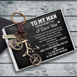 Engraved Cycling Keychain - Cycling - To My Man - I Need You Here With Me - Ukgkaq26001