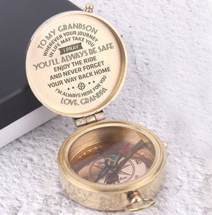 Engraved Compass - To My Grandson, I Pray You'll Always Be Safe - Love, Grandpa - Ukgpb22001 - Love My Soulmate