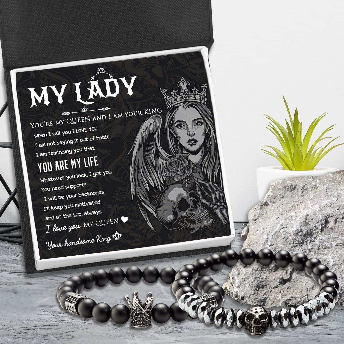 Couple Crown and Skull Bracelets - To My Lady - You Are My Life - Ukgbu13001 - Love My Soulmate