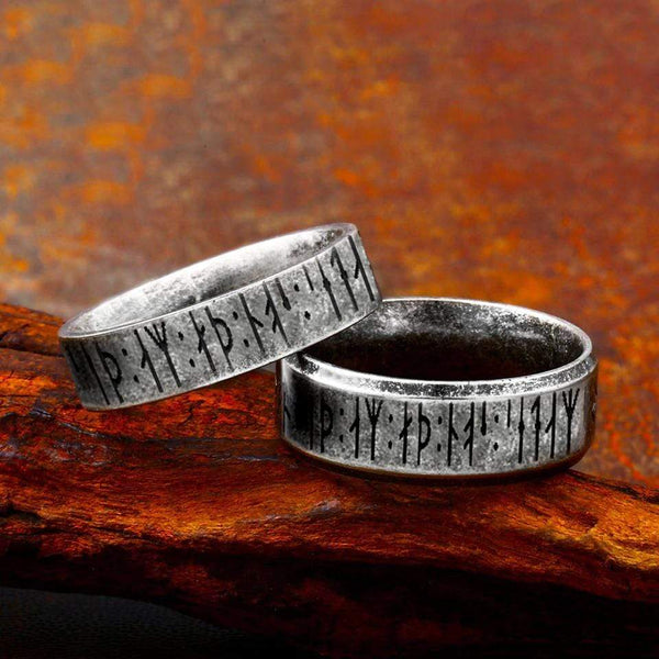 Til Valhalla Rings, Viking Rings, Runes Rings, 3 Piece Couple Set