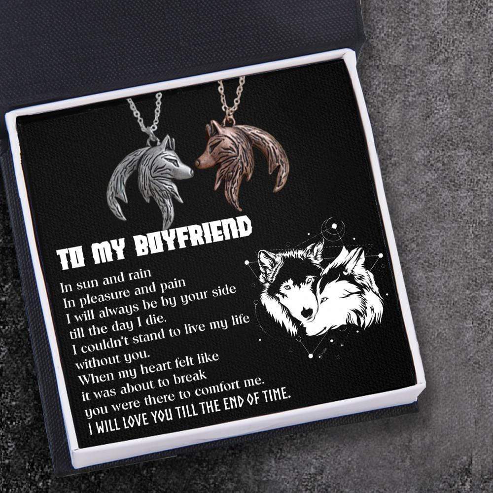 Couple Wolf Pendant Necklaces - To My Boyfriend - I Will Love You Till The End Of Time - Ukgnbd12001 - Love My Soulmate